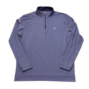 Rhoback Mens XL Quarter Zip Pullover Navy Blue Golf Performance Company Logo